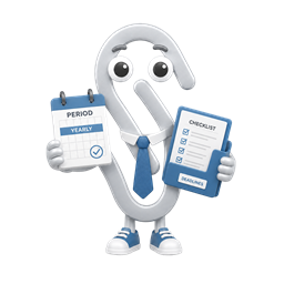 Staple Perioder-maskot med periodeskjema og sjekkliste